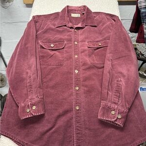 Vintage Fieldmaster Men's Corduroy, button down Shirt - Burgundy, size XL